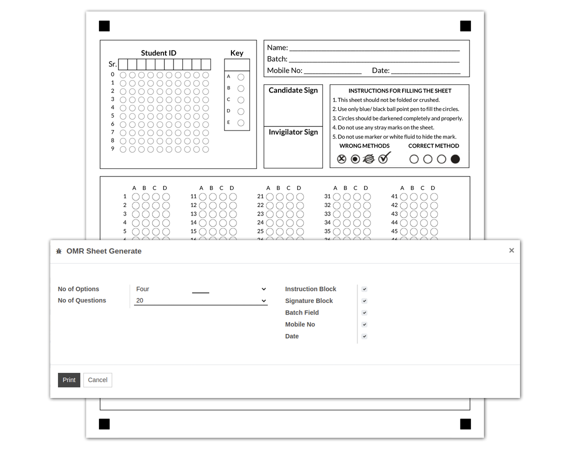 Pre-Designed / Existing OMR Sheets