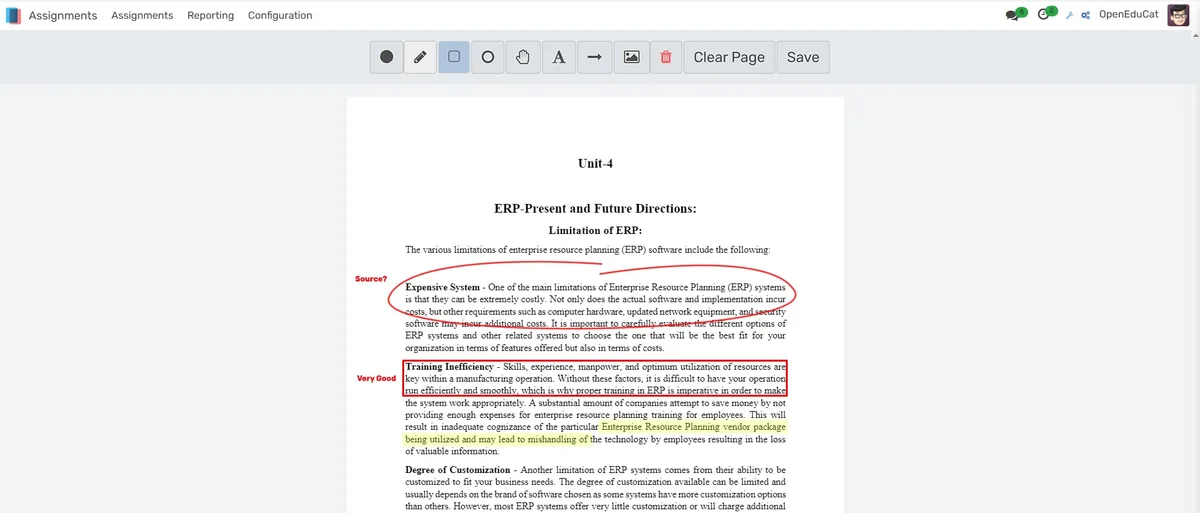 Assignment Annotation banner