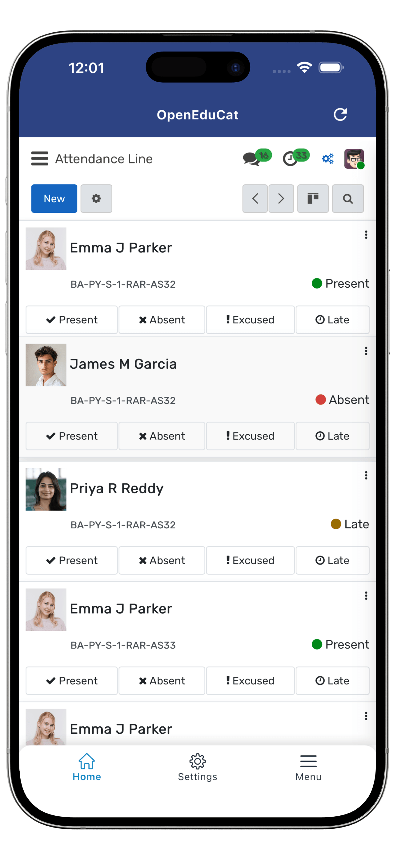 Teacher View: Attendance Marking