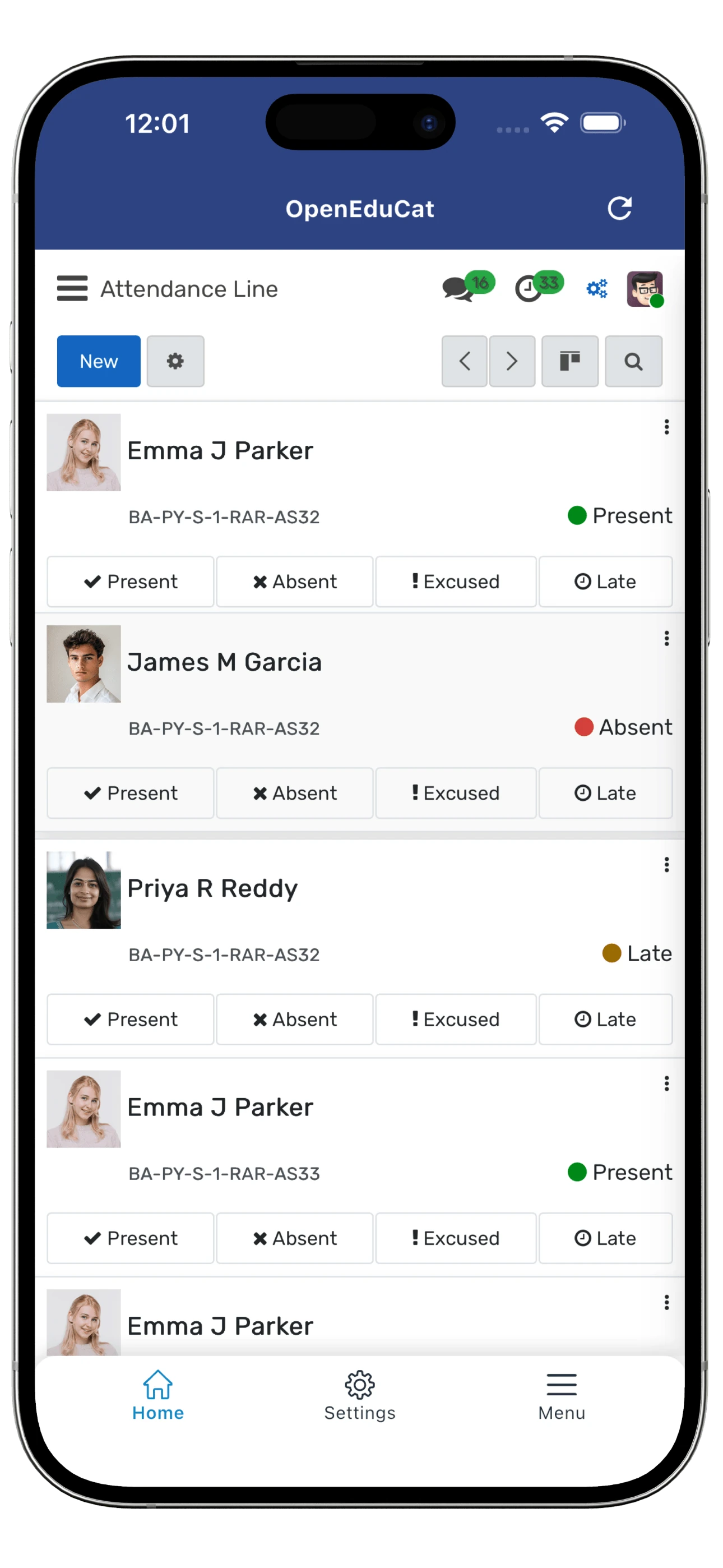 Teacher View: Attendance Marking
