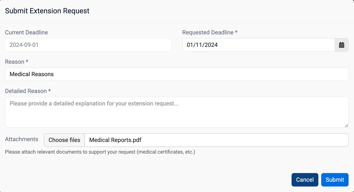 Thesis extension request