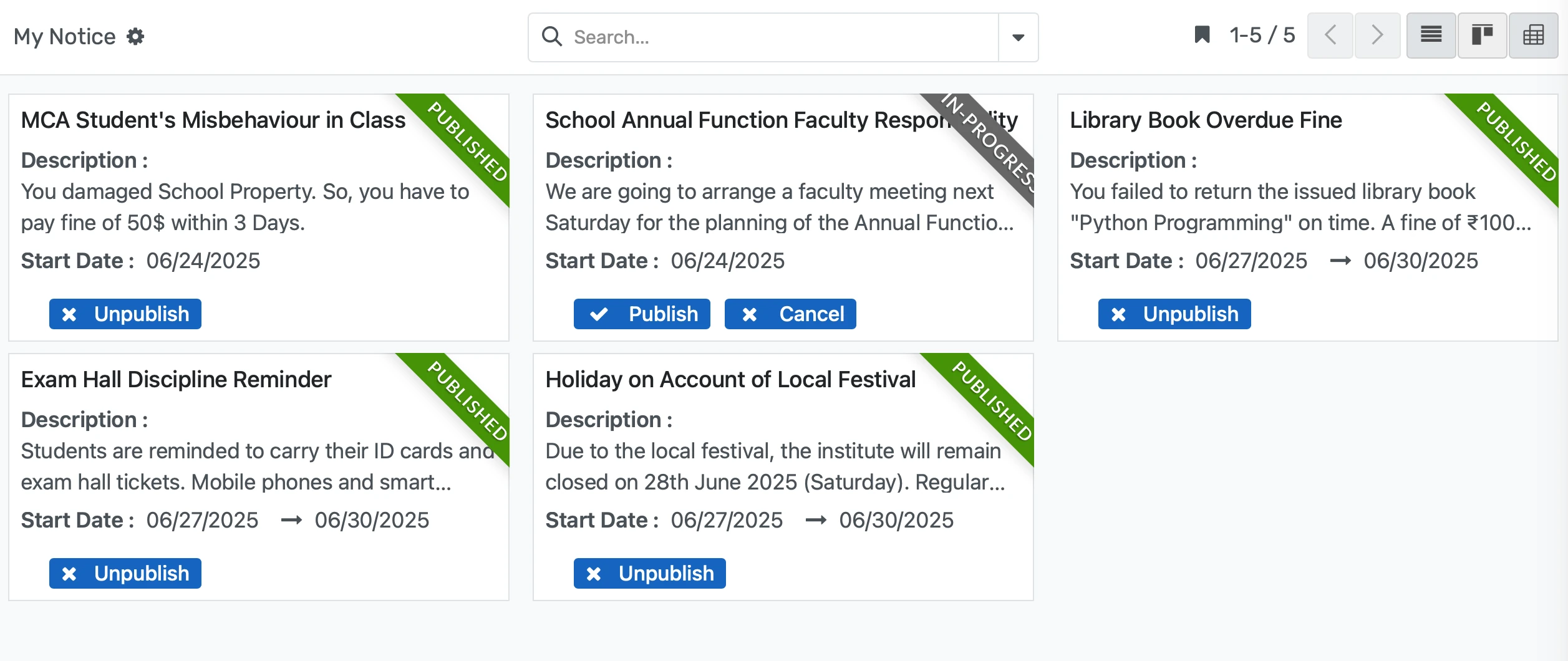 Targeted Campus Announcement Dashboard