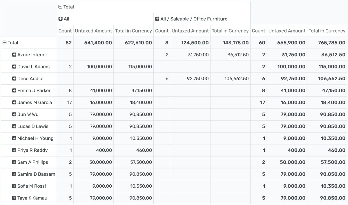 Accounting Pivot View