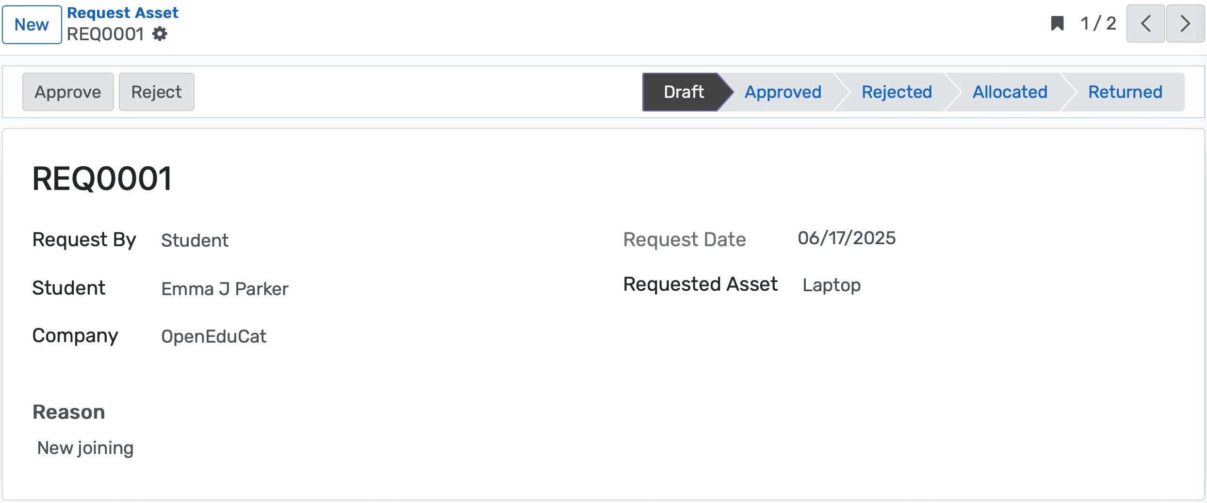 Asset Request Dashboard