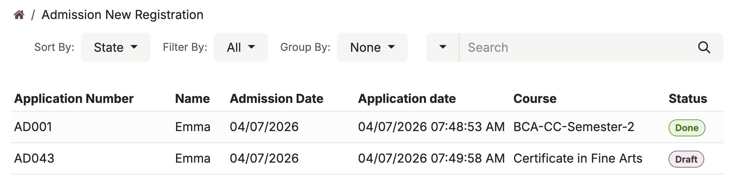 Real-time Application Status Tracking Portal