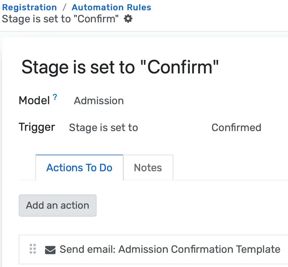 OpenEduCat admission workflow automation rules: routing, notifications, and stage transitions configuration