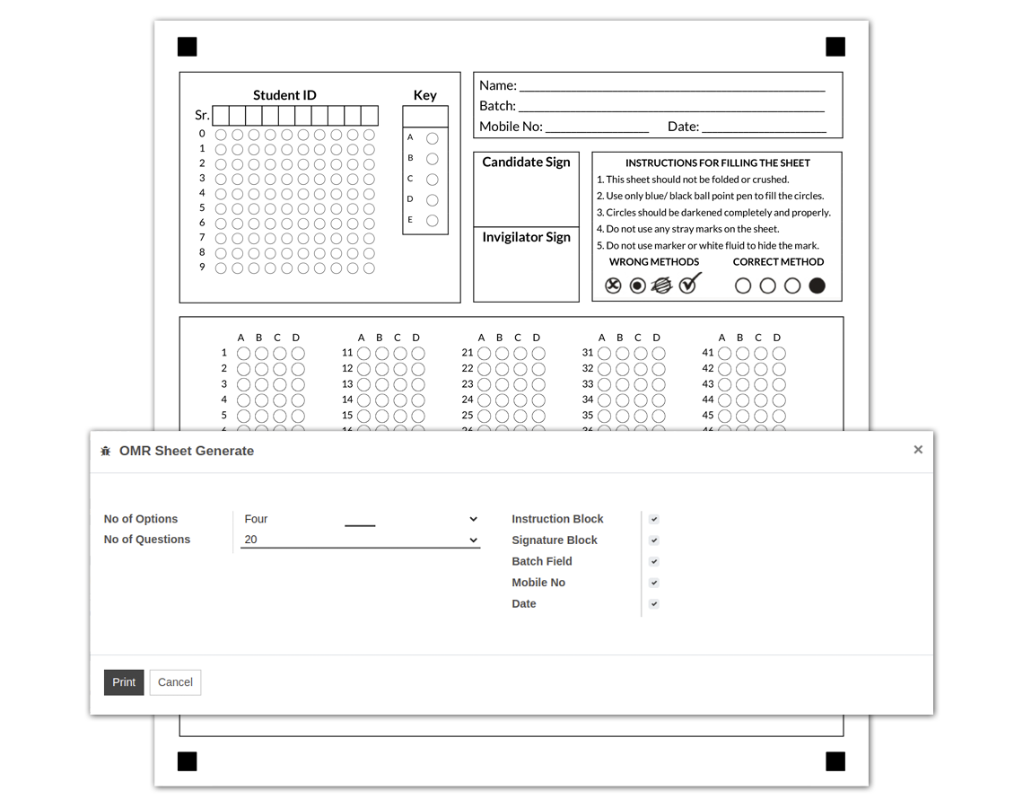 OpenEduCat Existing OMR Sheets